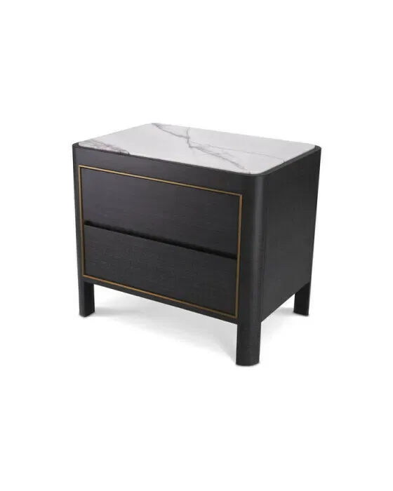 Corazon Bedside Table Charcoal Grey Oak Veneer
