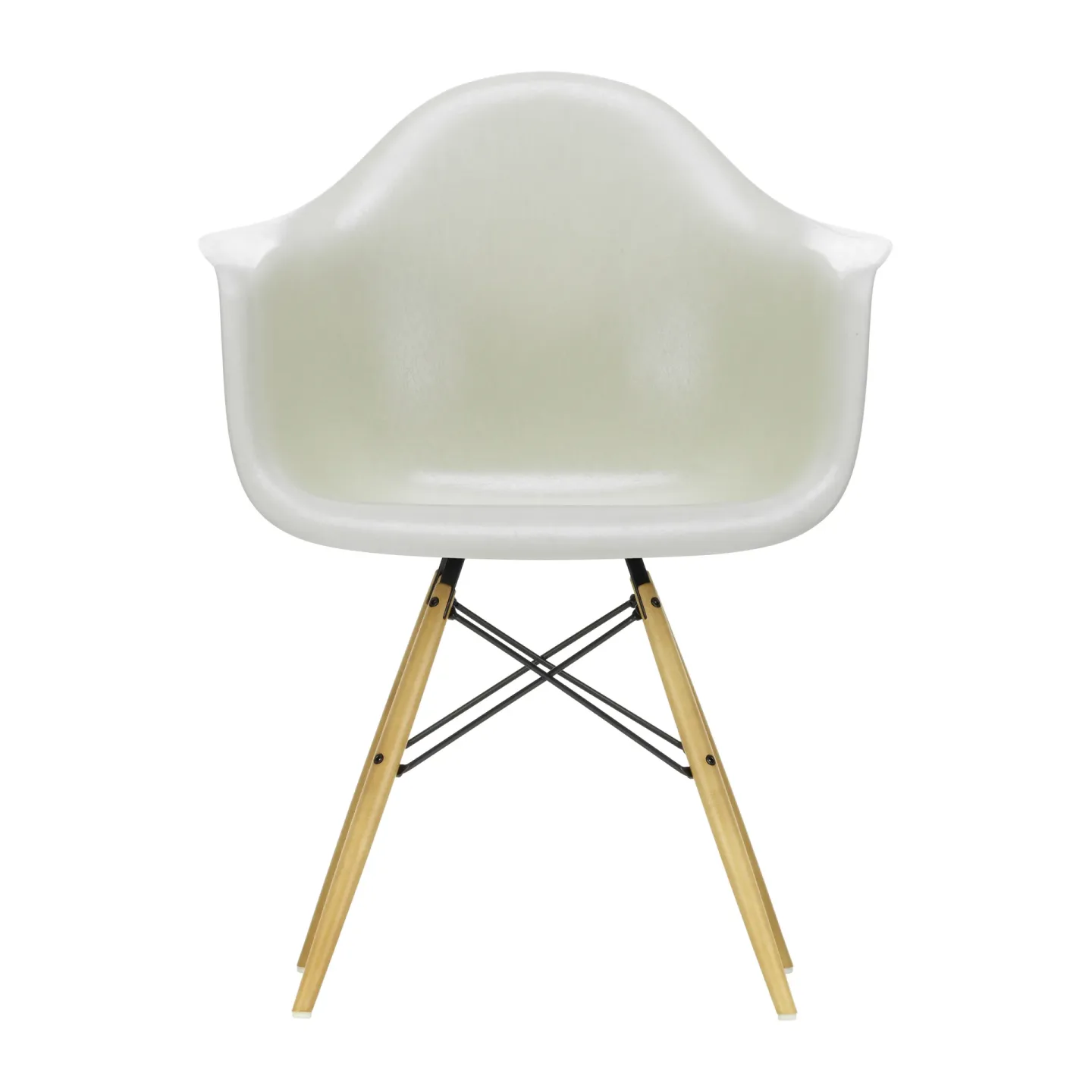 Vitra Eames Fiberglass Armchair DAW karmstol parchment, lönnben