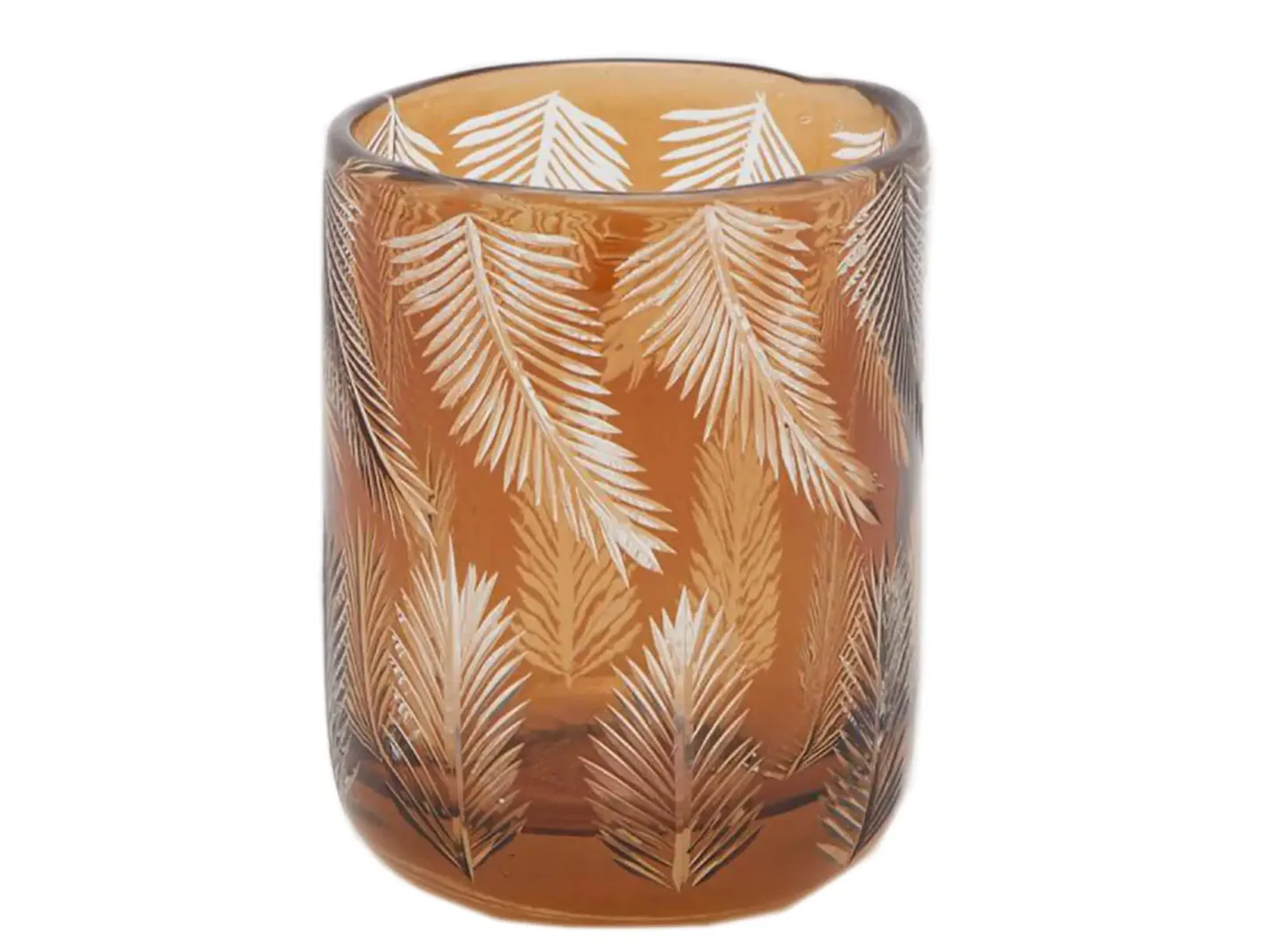 Edg Vase Amber mit Palmblatt H: 10 cm | Schubiger Möbel