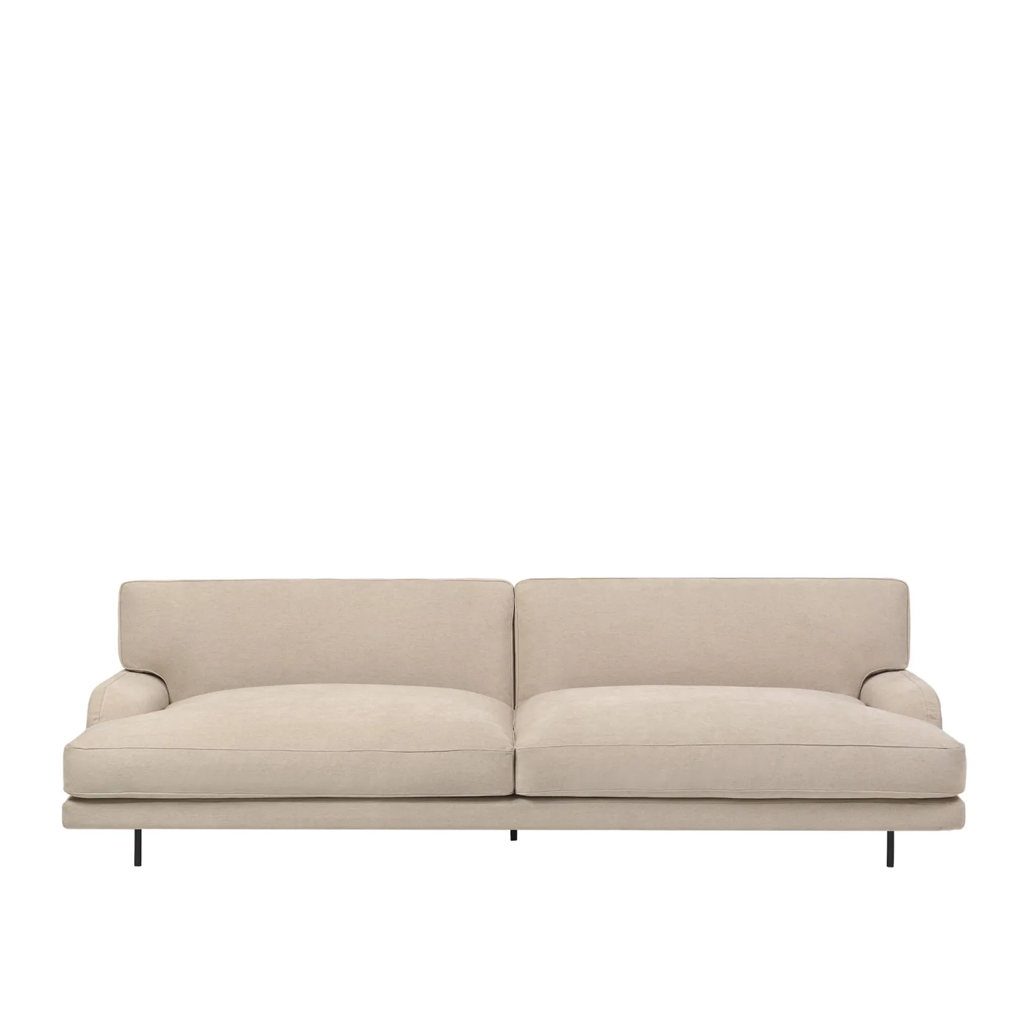 Gubi - Flaneur 2,5-Seater, Fully upholstered, Black Matt Base, Fixed Cover - Soffor - GamFratesi