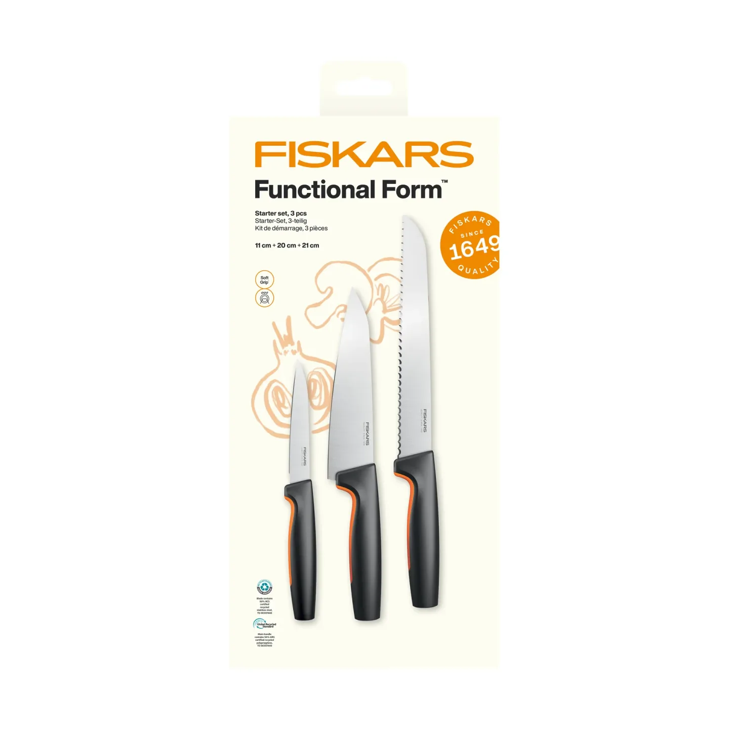 Fiskars Functional Form Starterset Edelstahl, 3-teilig
