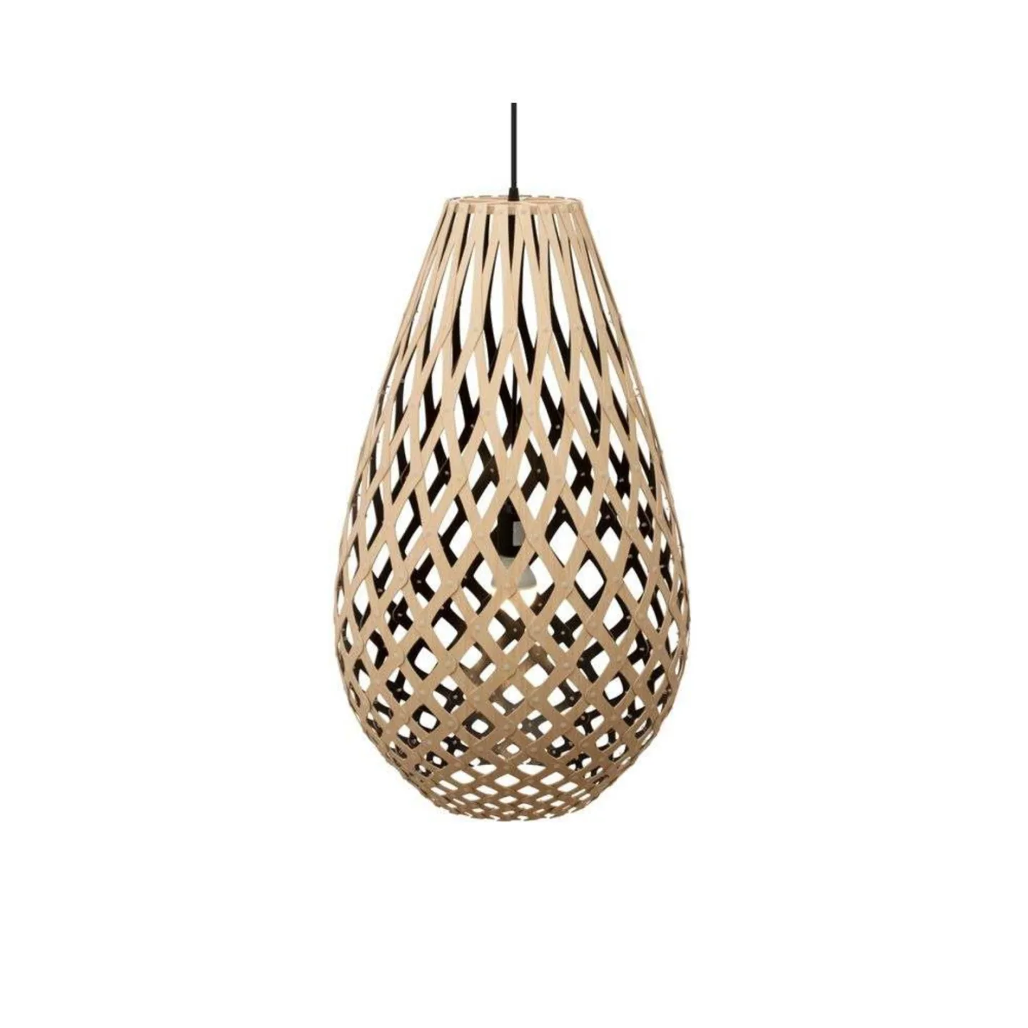 Koura Pendelleuchte H75 Schwarz 1 Seite - David Trubridge - Wohnzimmer - Bambus