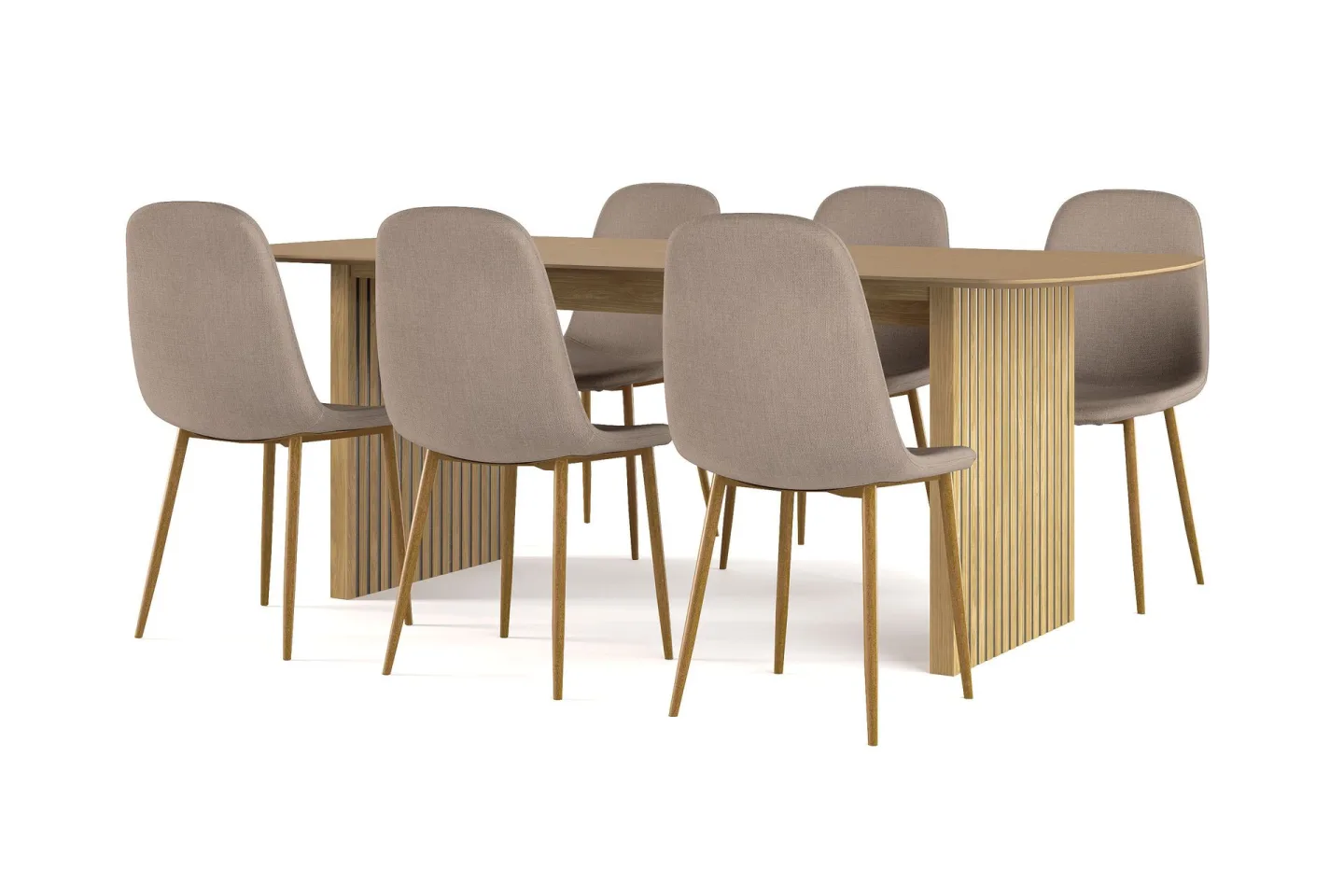 Richeto Matbord 210 cm ek + 6 st Nibe stol brun med ek ben - Natur/Brun