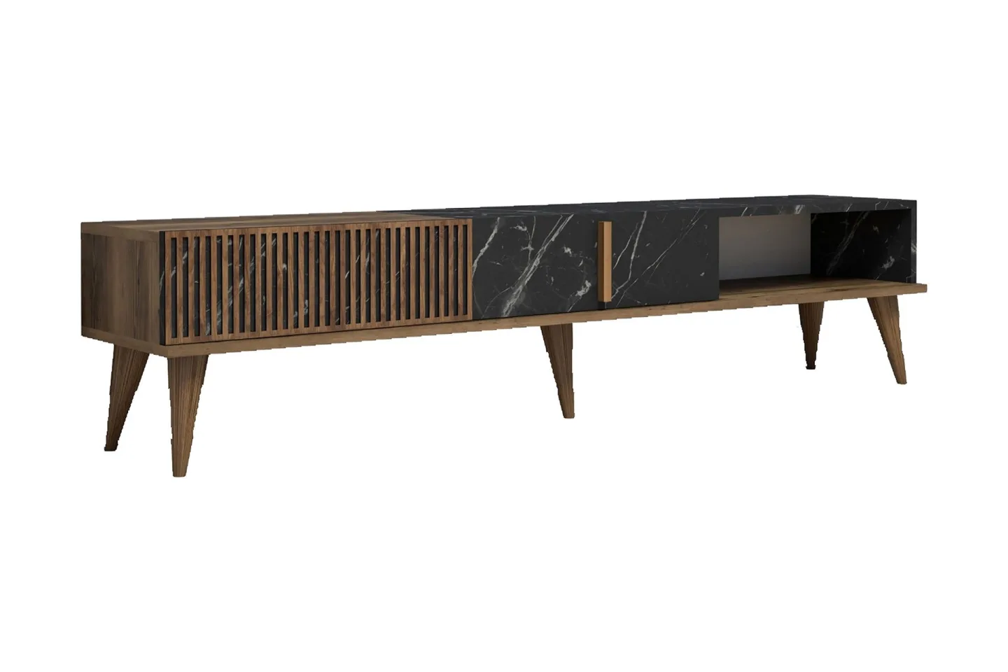 Lissione Tv-bänk 180 cm - Mörkbrun/Svart