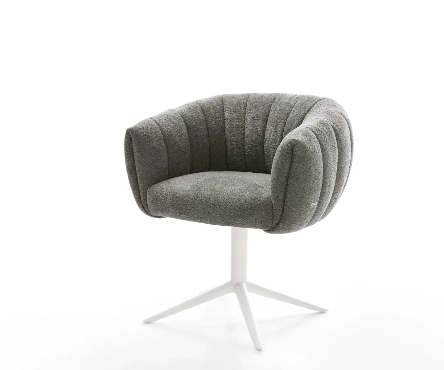 Drehstuhl Jada-Flex Bouclé Soft Schlamm Fußkreuz Weiß 360° drehbar Wippfunktion Taschenfederkern
