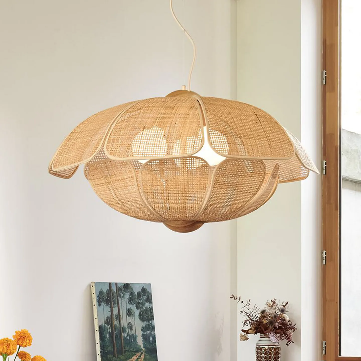 Coquillage hængelampe 70 cm, natur, rattan - MARKET SET - Stue - Design - Træ - Med én lyskilde