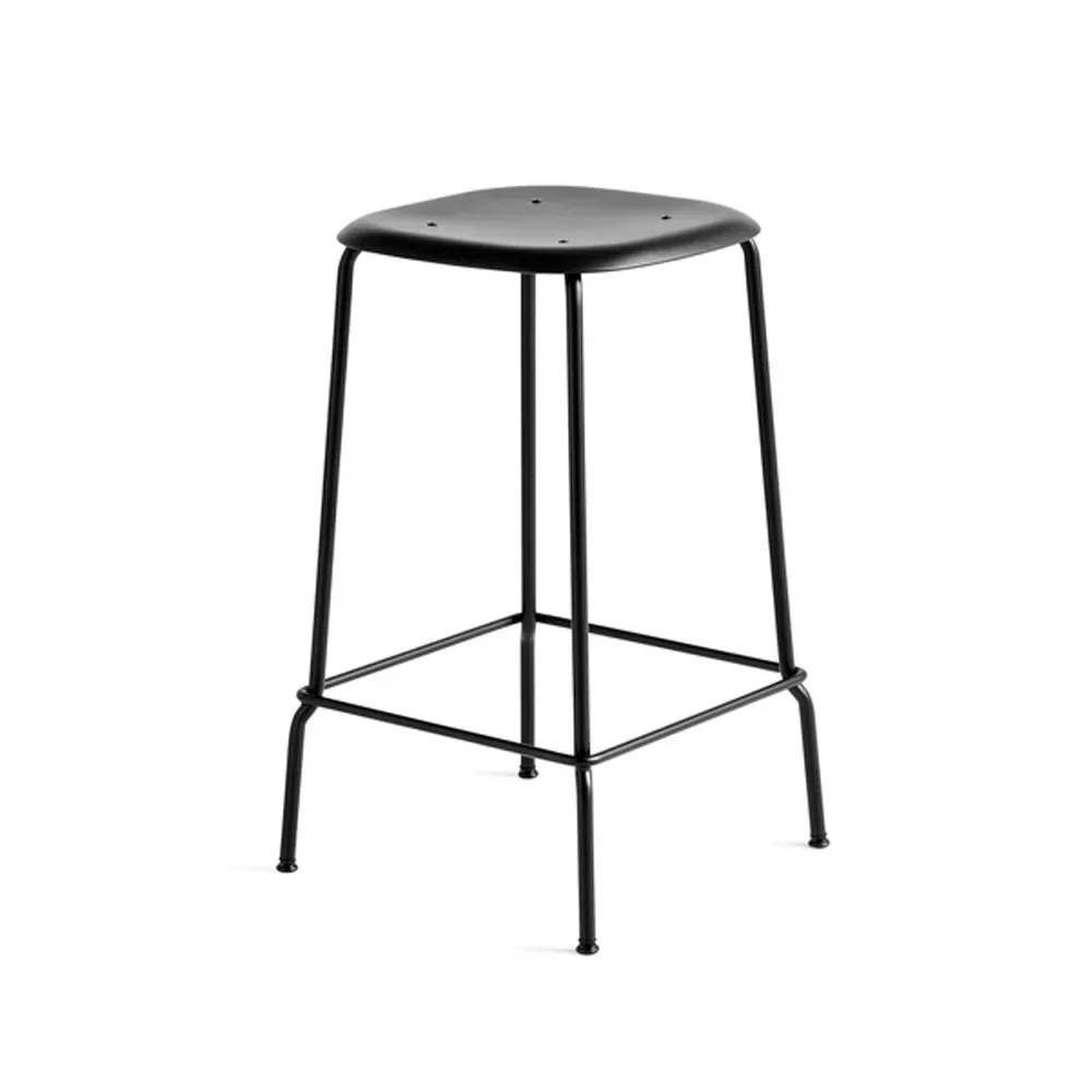 HAY Soft Edge 85 Low Barhocker Black-schwarzes Stahlgestell