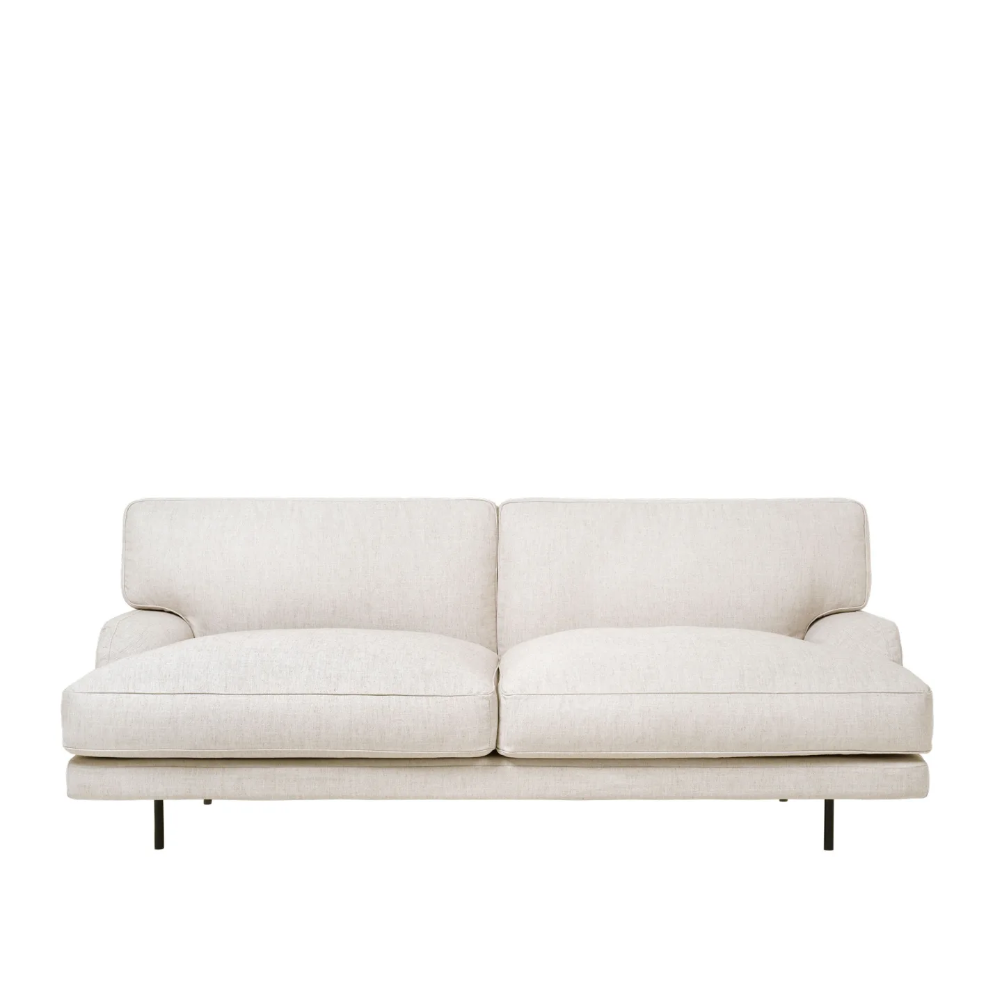 Gubi - Flaneur 2-Seater Left Armrest, Fully upholstered, Black Matt Base, Fixed Cover - Soffor - GamFratesi