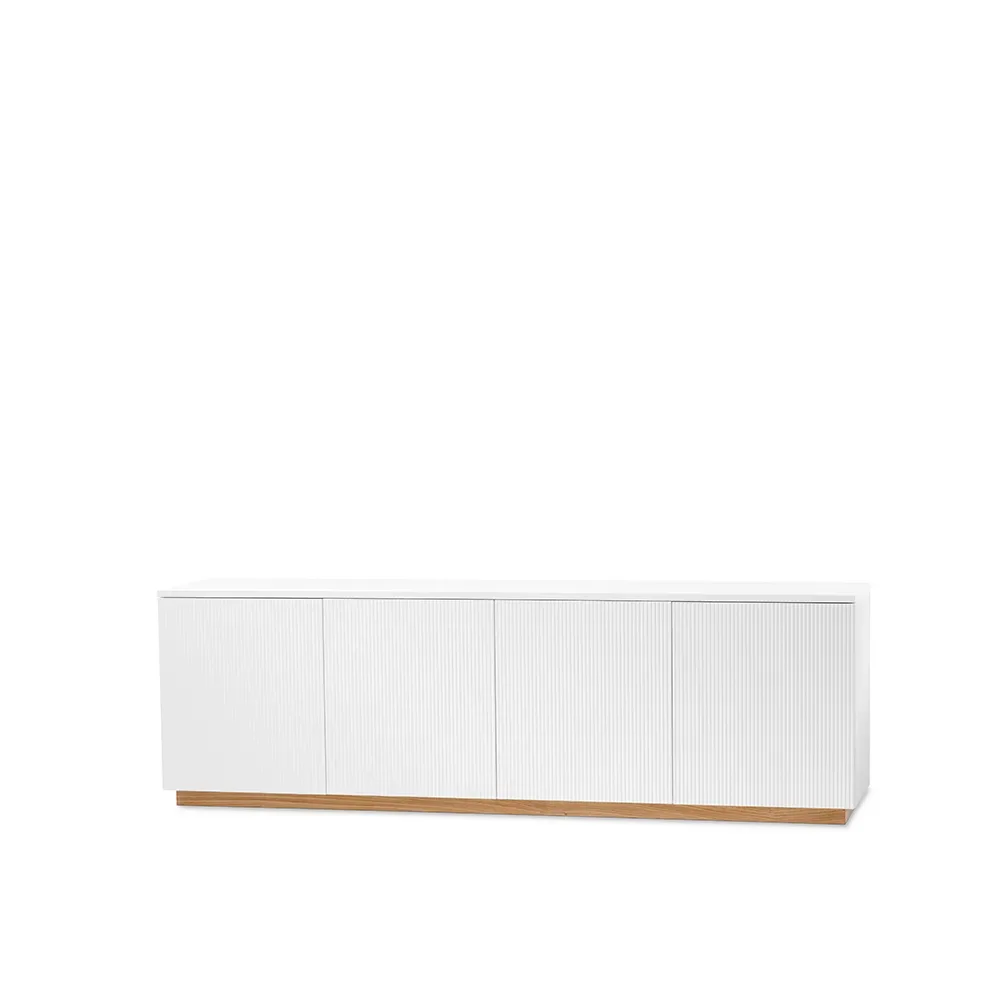 A2 Beam Sideboard Weiß lackiert, Sockel Eiche geölt