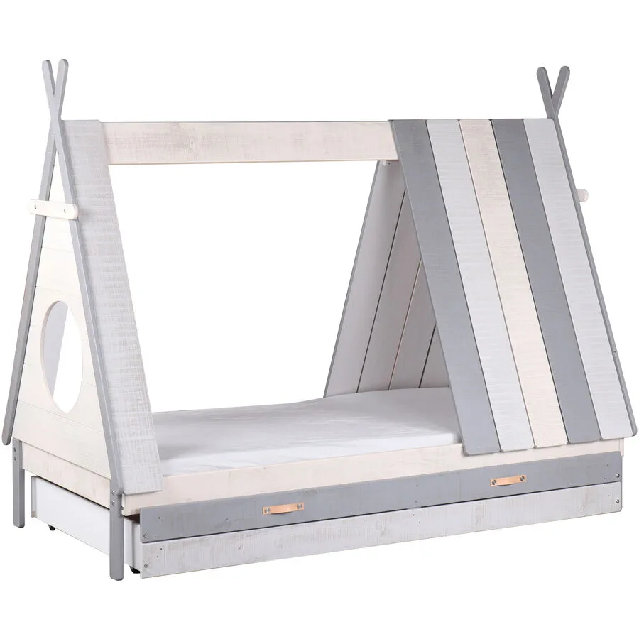 Kinderbett Vamon weiss/grau MDF 90 x 200 cm