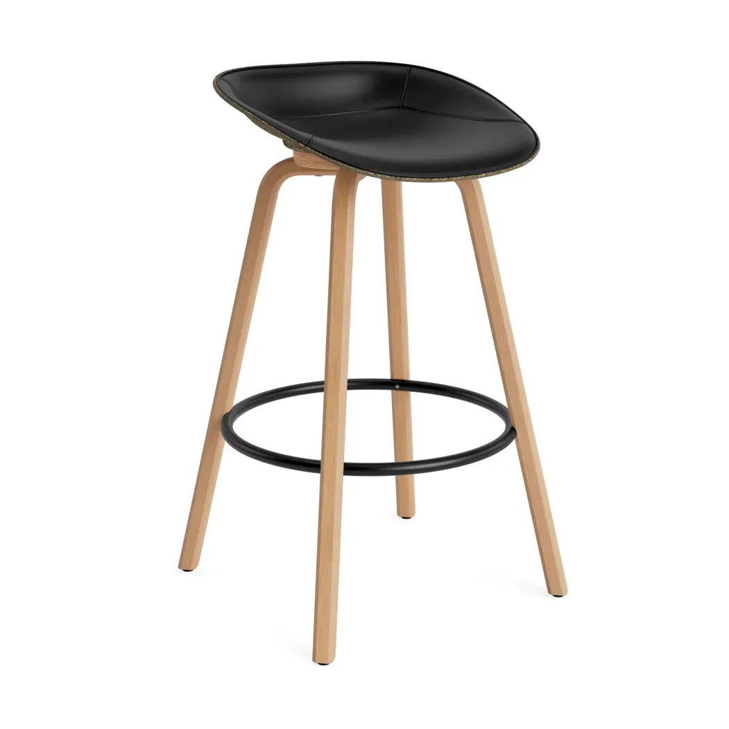 Normann Copenhagen Mat Barstool Barhocker mit Vorderpolsterung, 75 cm Ultra 41599-seaweed-beech-black steel