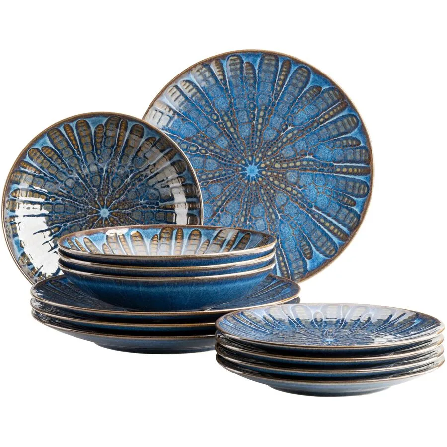 MÄSER Geschirr-Set Aquamarine Blau Steinzeug