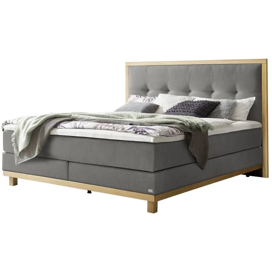 Hasena Boxspringbett Cecilia grey Stoff 180 x 200 cm