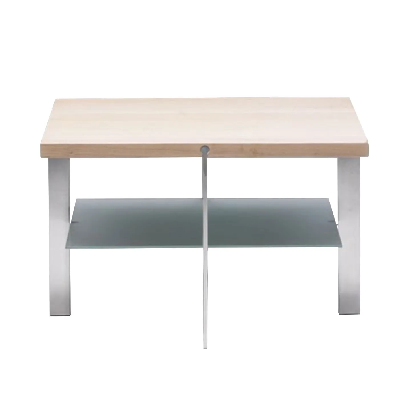 Naver Collection - AK 922 Soffbord, Höjd 45 cm, Skiva i Oljad valnöt, Med glashylla, Ben i rostfritt stål - Sidobord - Nissen & Gehl - Träfärgad - Metall/Trä