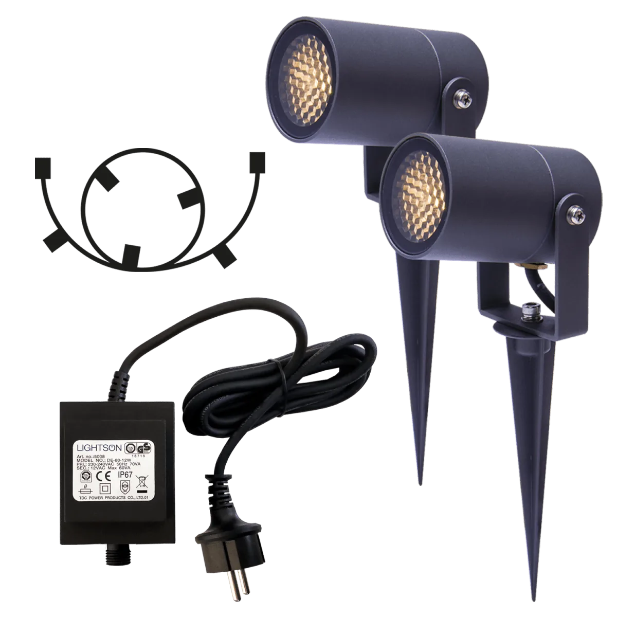 Lightson - Luna Startkit - Lightson trädgårdssystem - Mörkgrå
