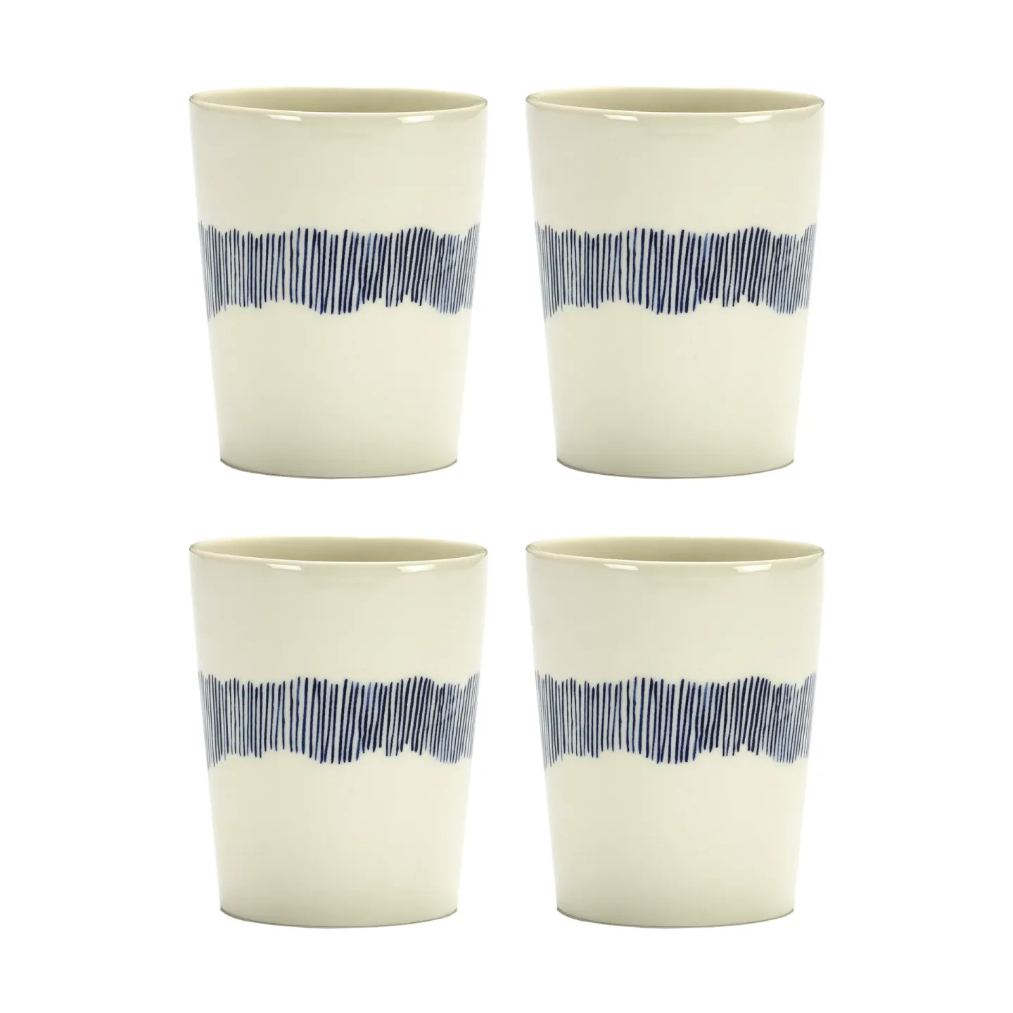 Serax Ottolenghi Feast Teetasse 33 cl 4er Pack White stripes-blue
