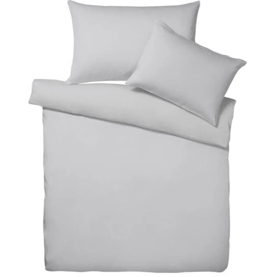 Living Home Bettwäschegarnitur Melange Uni Silver Baumwolle 200 x 210 65 x 65 cm