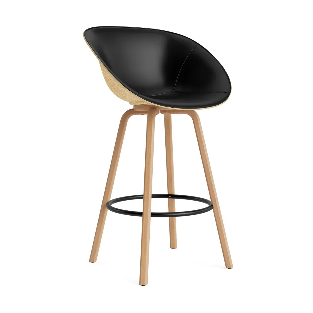 Normann Copenhagen Mat Barhocker mit Vorderpolsterung, 75 cm Ultra 41599-hemp-beech-black steel