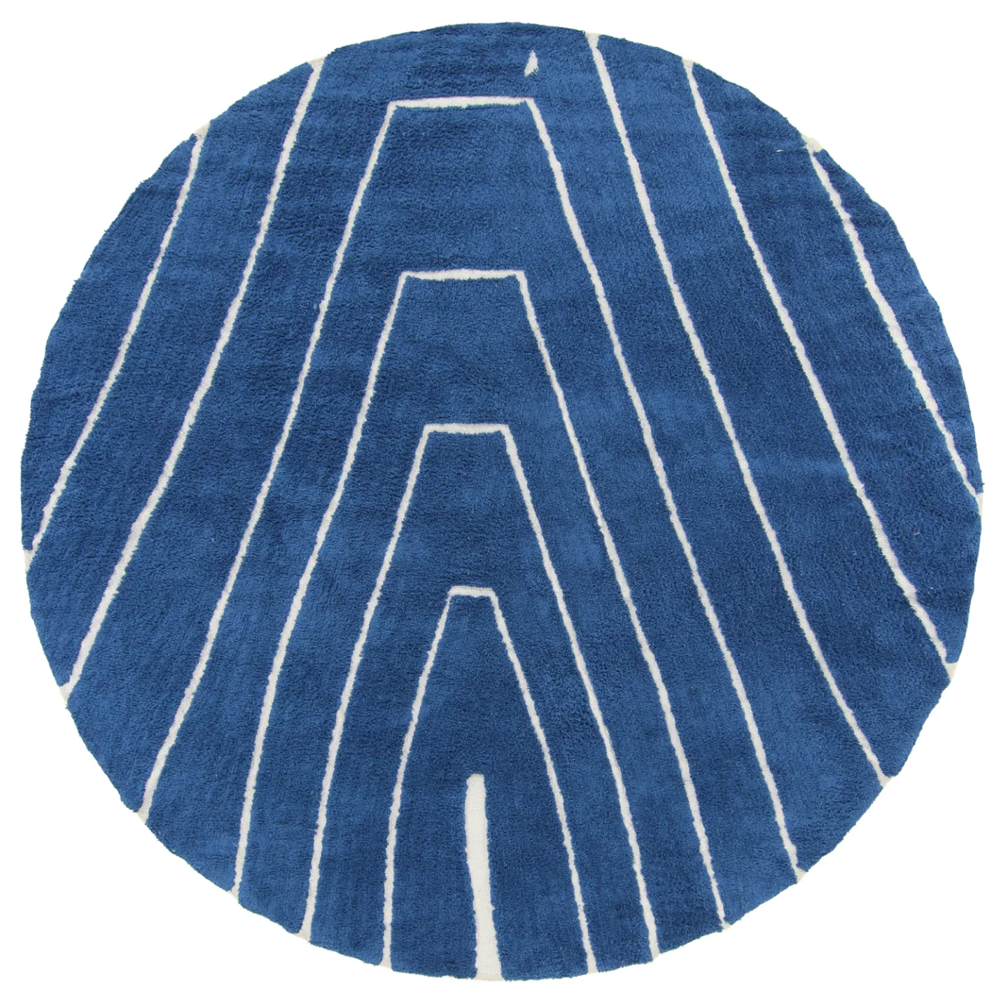Rundt teppe - Sivia Natural Cotton Shaggy (blå) (Størrelse: Ø 200 cm)