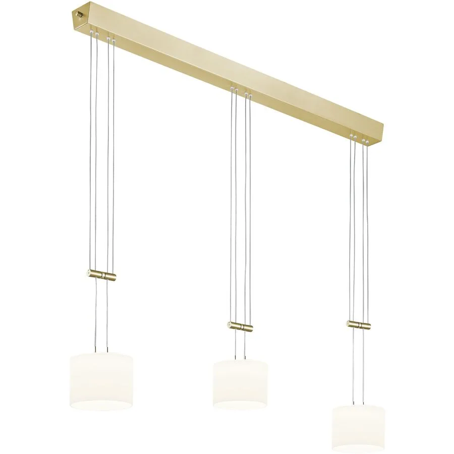 Designer-Pendellampe Bankamp Grazia Messing matt 3-flammig dimmbar - Farbe: Messing matt mit blank abgesetzt - LED - Lichtfarbe: Extra warmweiss -