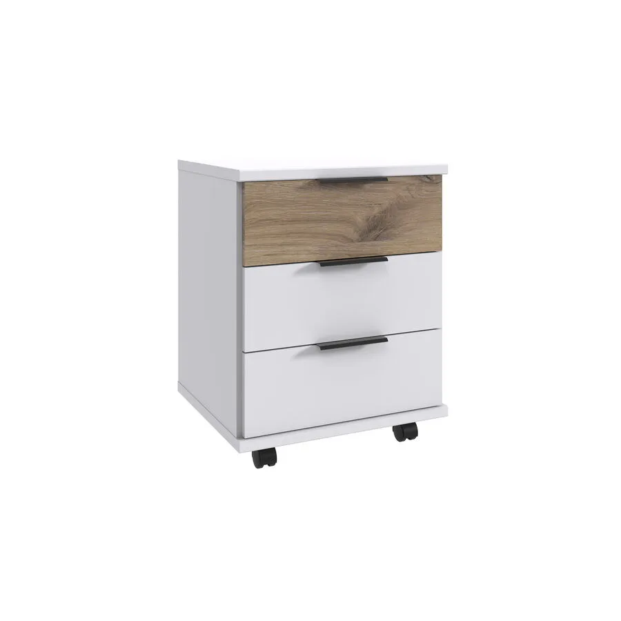 Rollcontainer Nordy weiss/Eiche Nachbildung Holzwerkstoff B 46 H 58 cm