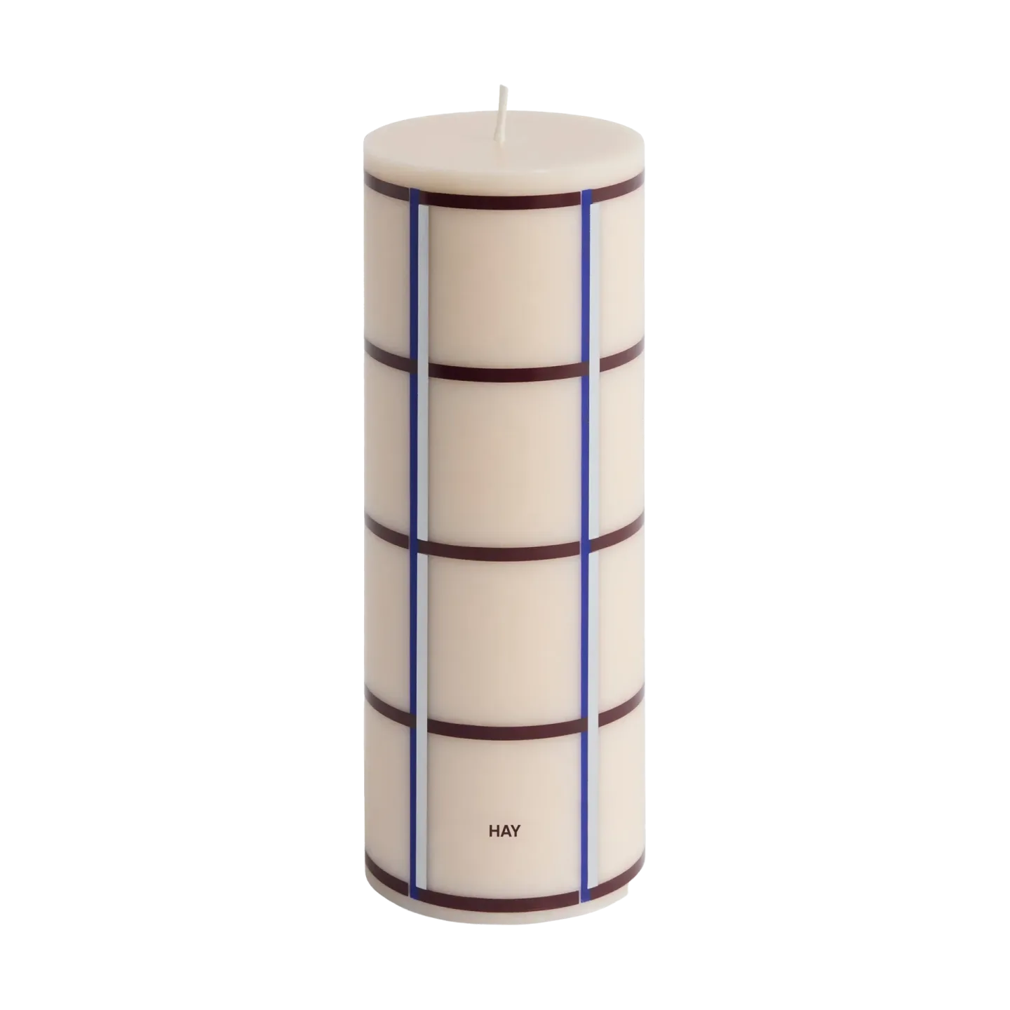 HAY Column Candle Blockkerze medium 20cm Off white-bordeaux-blue-silver