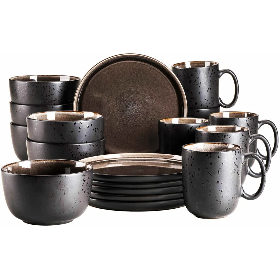MÄSER Frühstücks-Set Niara Schwarz/Grau Steinzeug