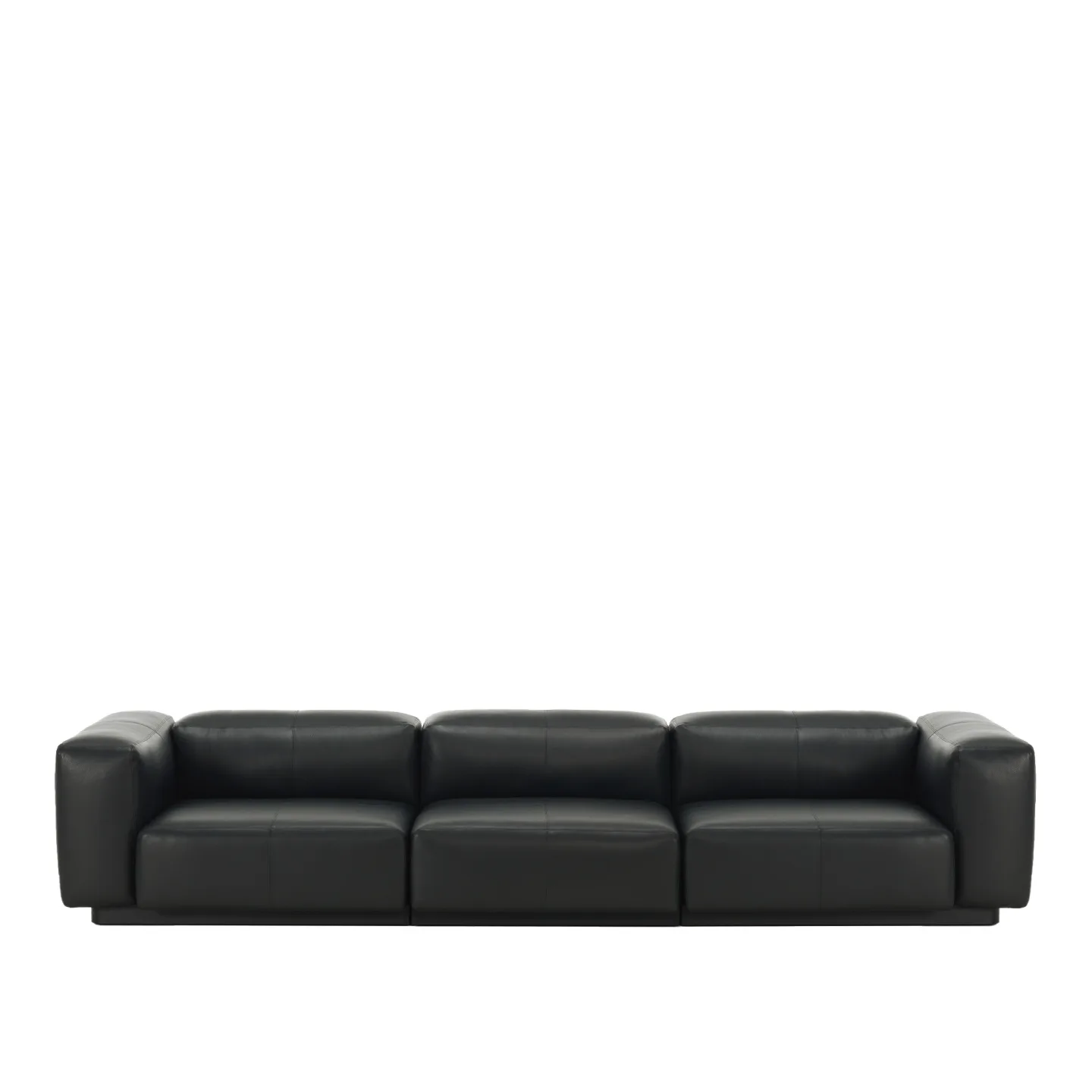 Vitra - Soft Modular Sofa, Three-seater Leather Cat. L20 Leather 66 - Soffor - Jasper Morrison - Svart