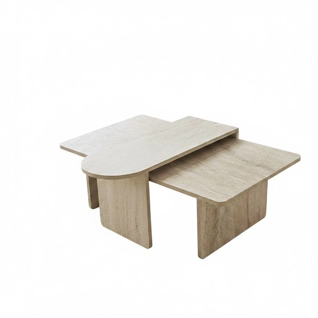 Djarhint Soffbordsset 82 cm - Brons och travertin