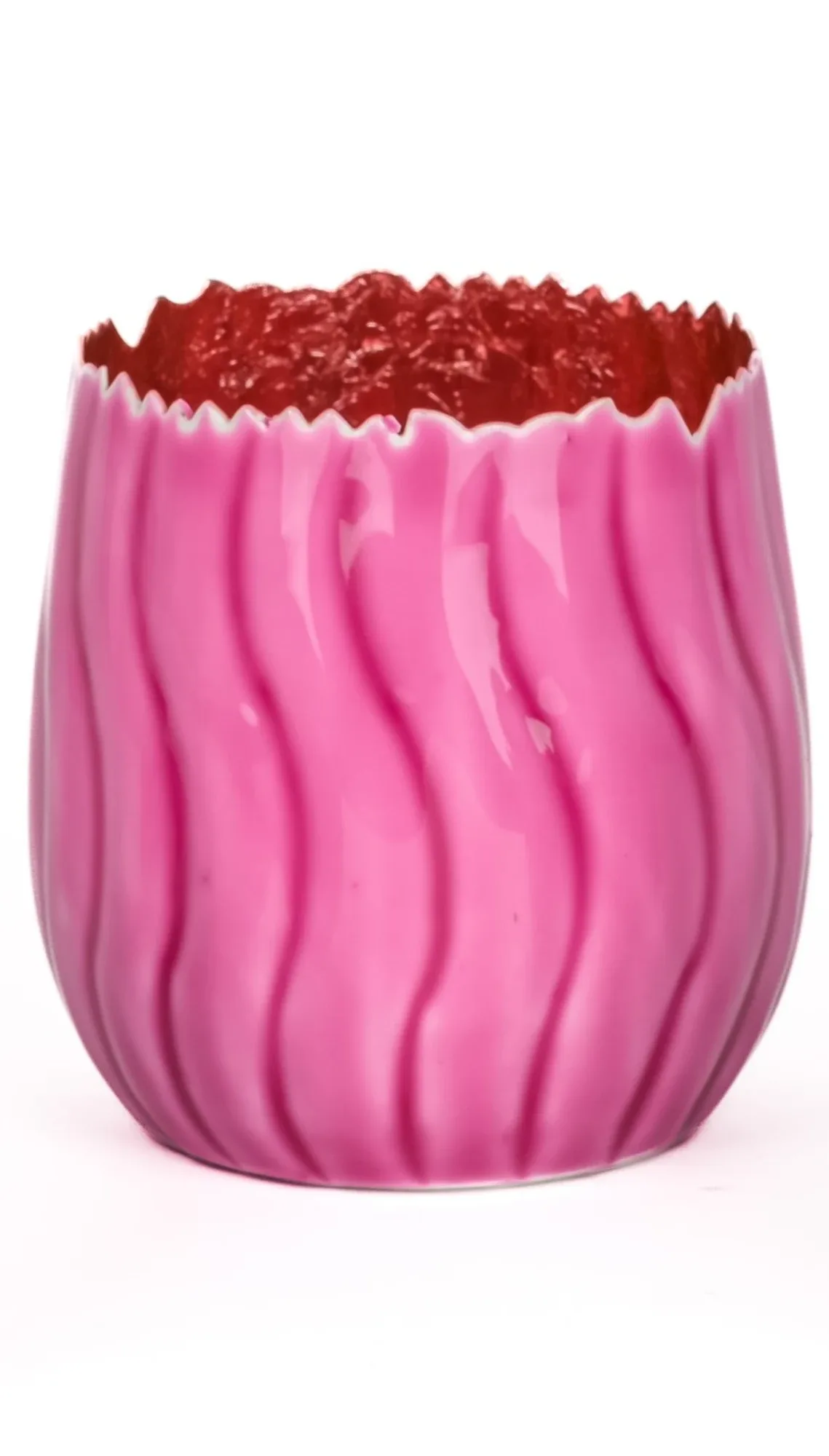 Decofinder Windlicht Welle Pink H: 11 cm Rosa | Schubiger Möbel