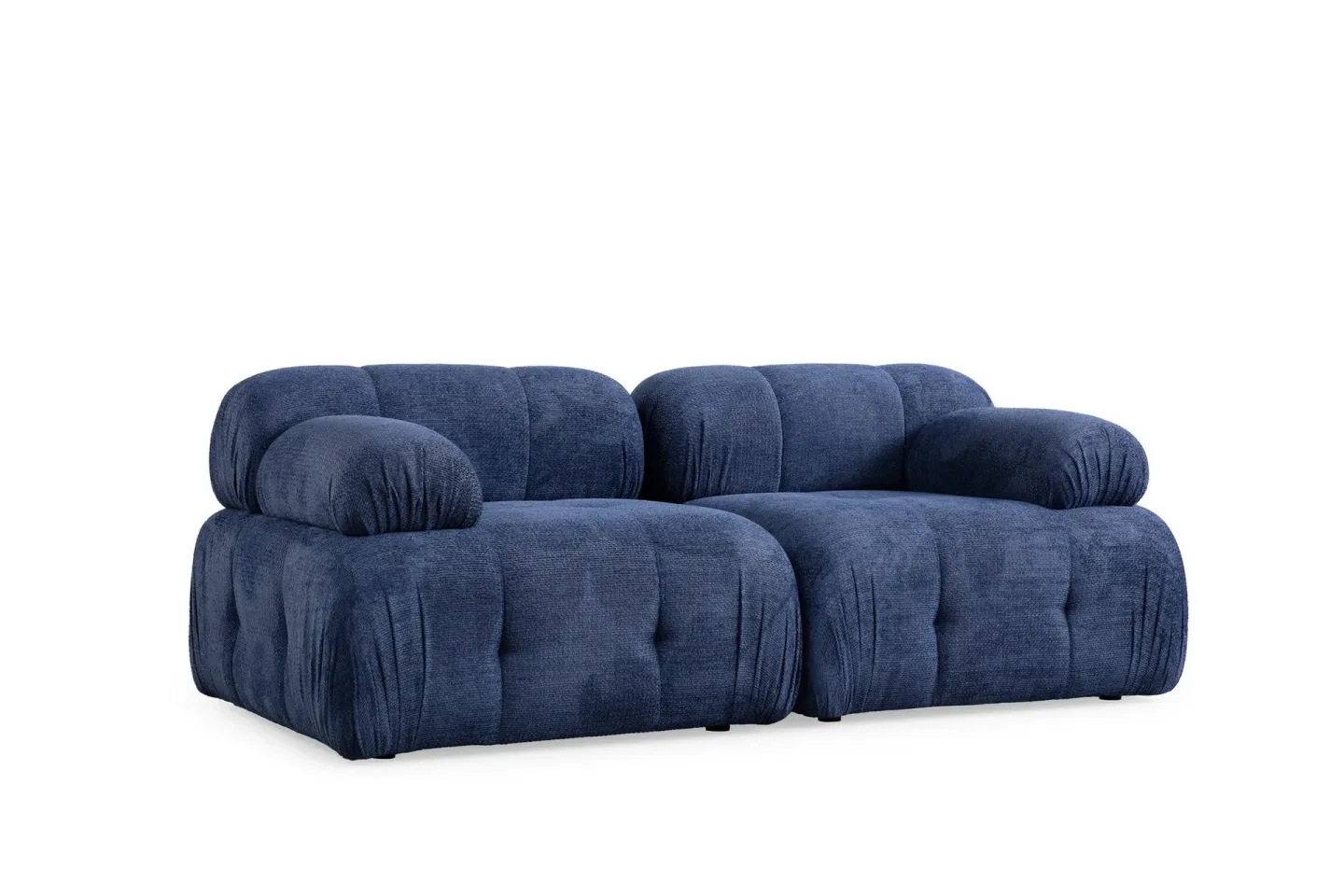 Belgin Bubblig Soffa 2-sits med fasta armstöd - Blå