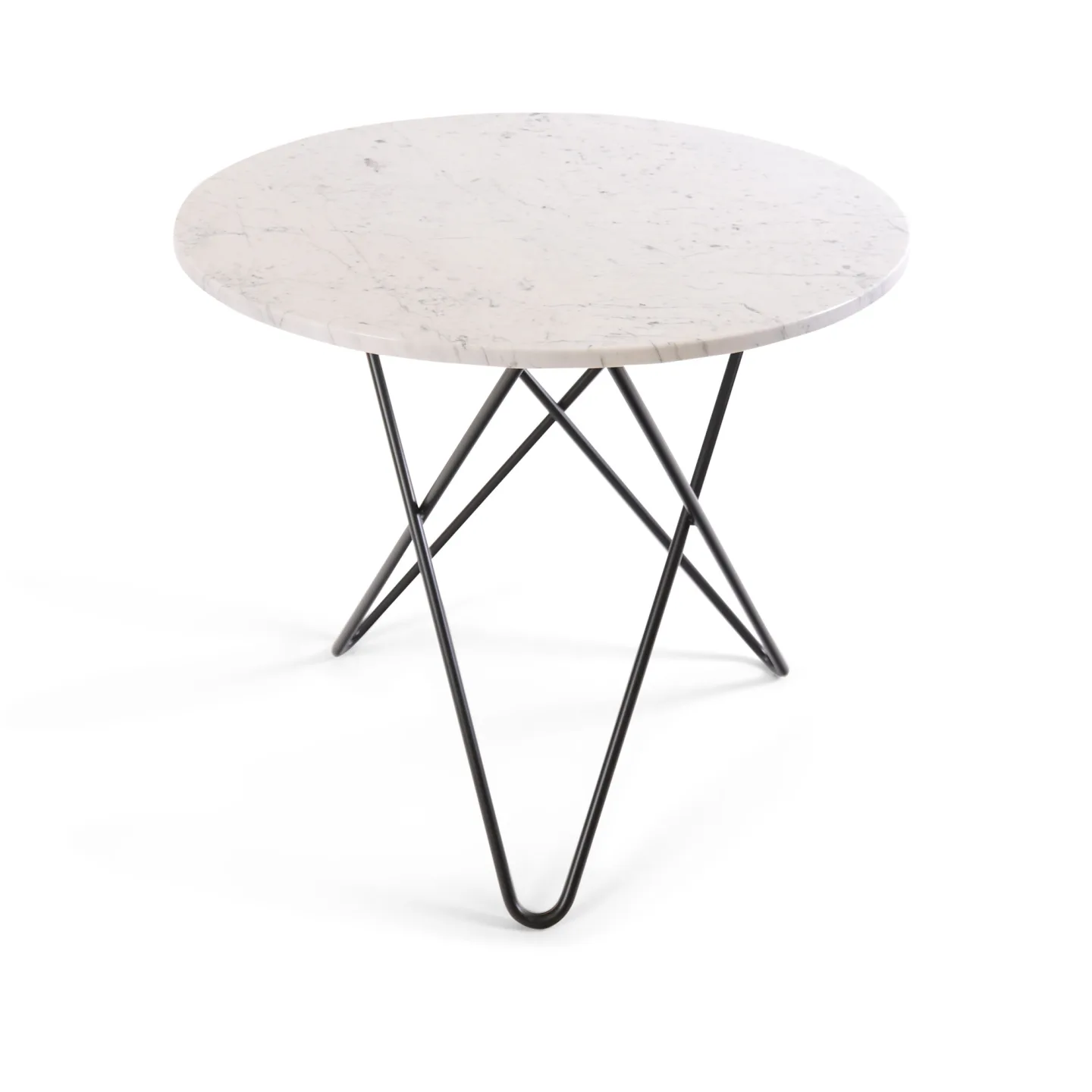 OX Denmarq - O Dining Table Ø80 Black Steel/White Marble - Matbord - Dennis Marquart - Vit - Metall/Sten