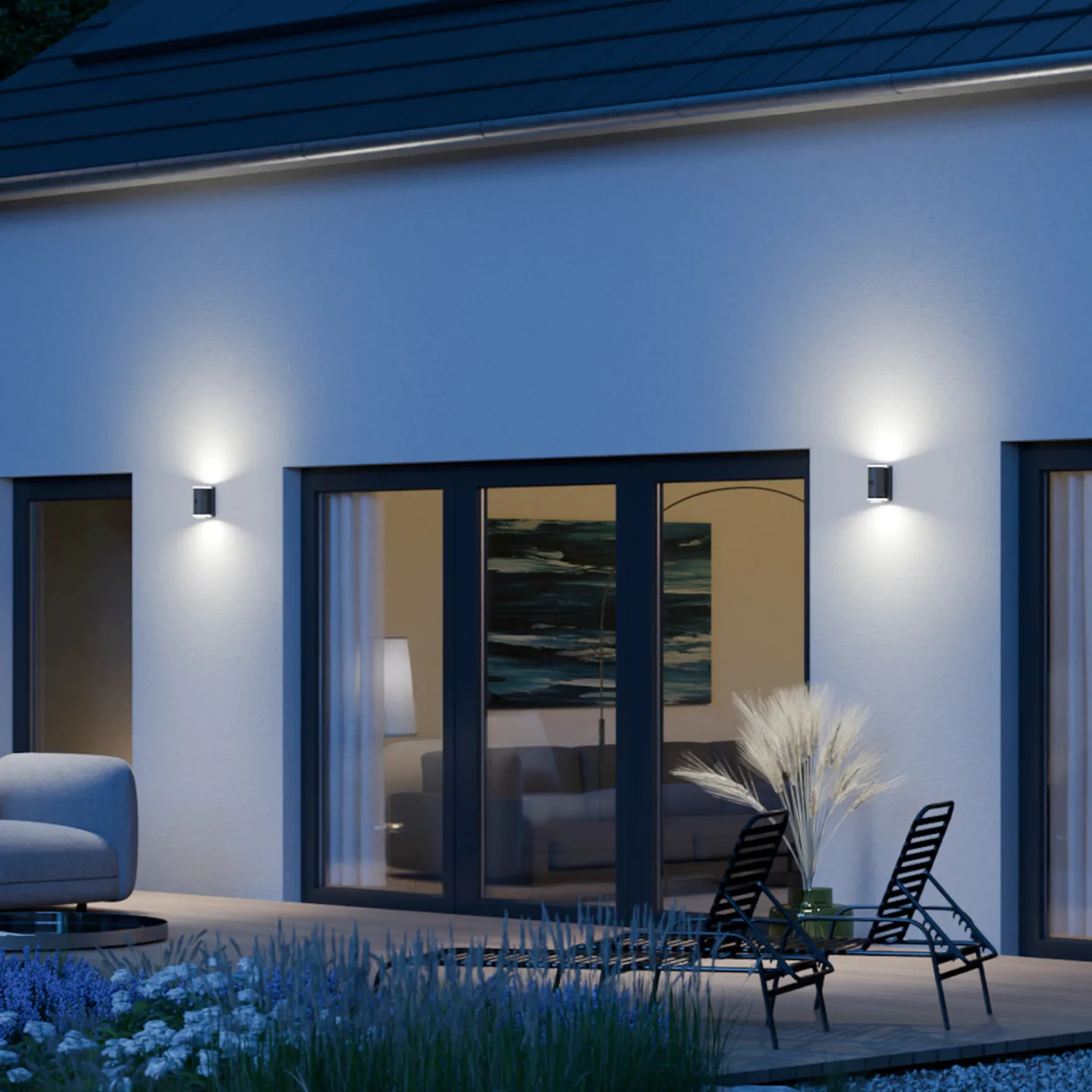 L940 SC utendørs vegglampe, antrasitt, sensor, 2 lyskilder – STEINEL - Balkong - Moderne - Aluminium - Med flere lyskilder