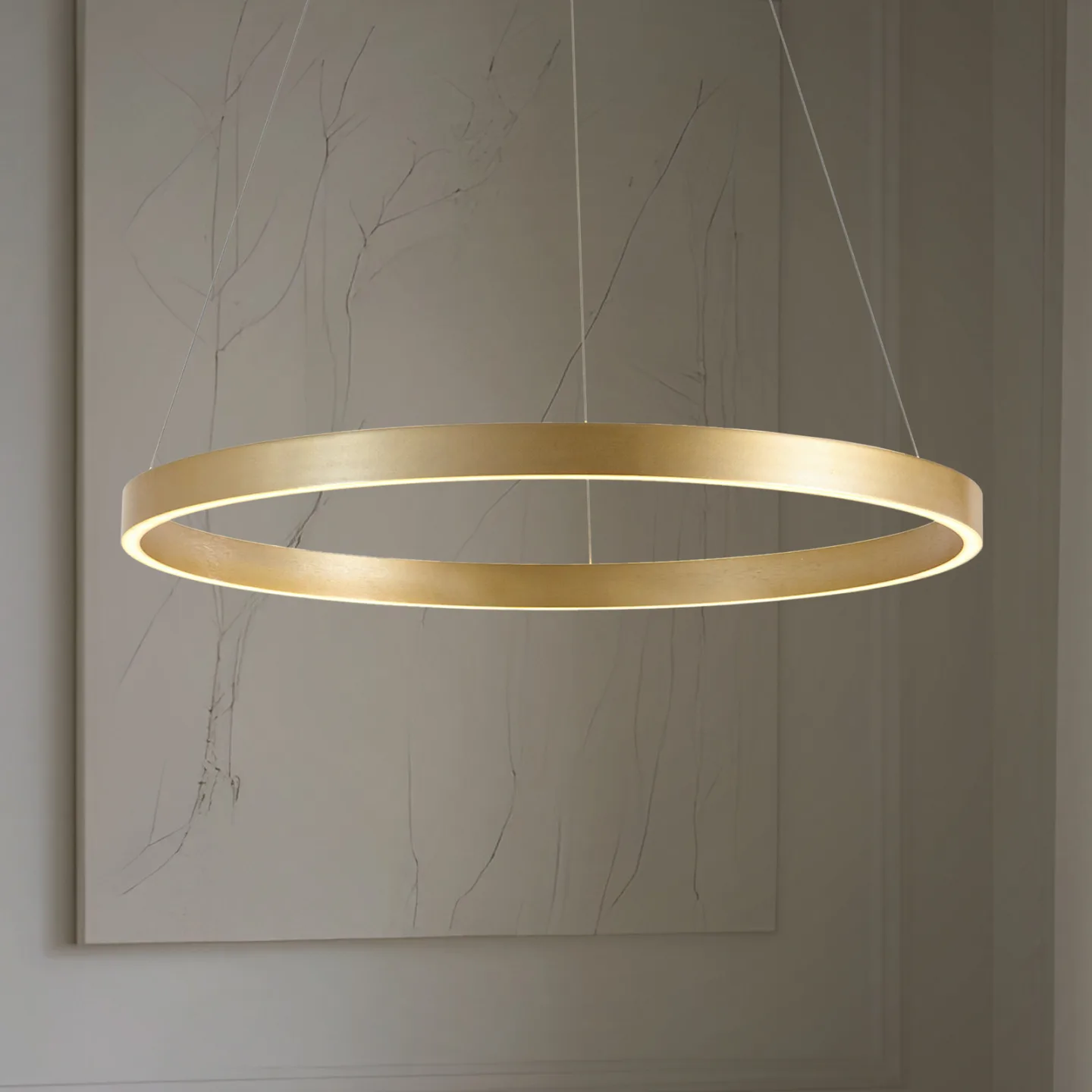 Yonam LED-Hängeleuchte, Ø 80 cm, 1-flg., gold, CCT - Lucande - Esszimmer - Modern - Metall - Einflammig