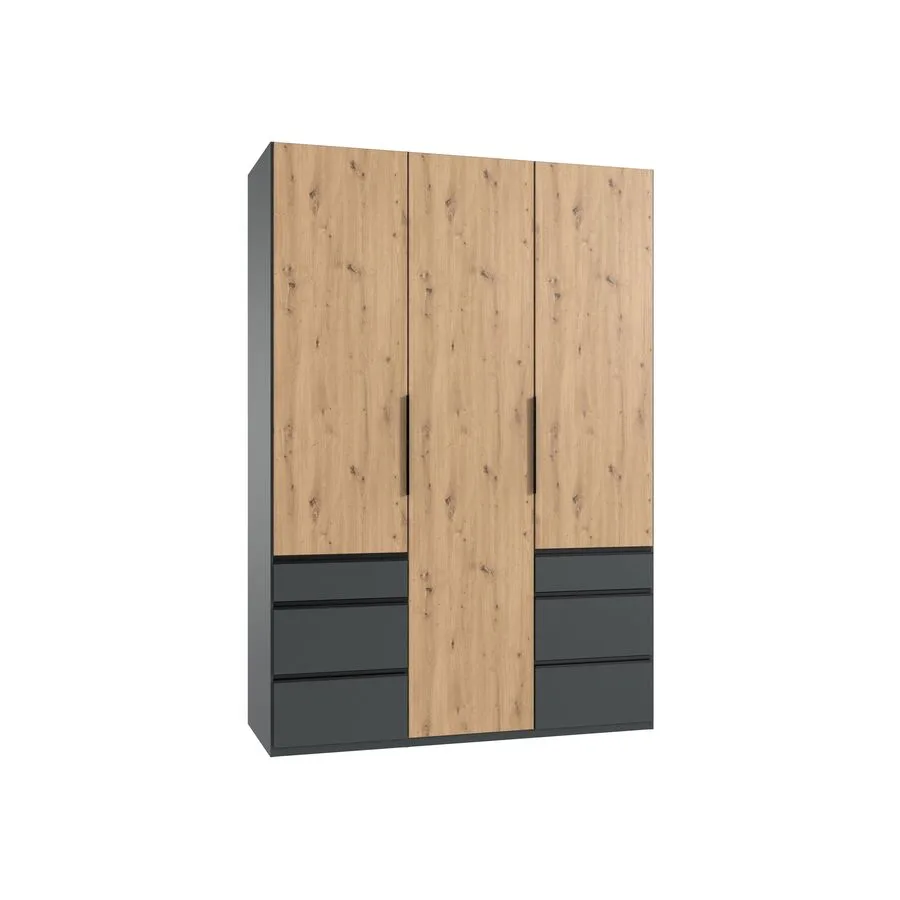 Kleiderschrank Sanko graphit/Eiche Nachbildung Holzwerkstoff B 150 cm