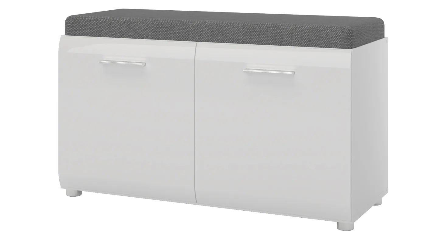 Garderobenbank weiß hochglanz - 96 cm - MERANO