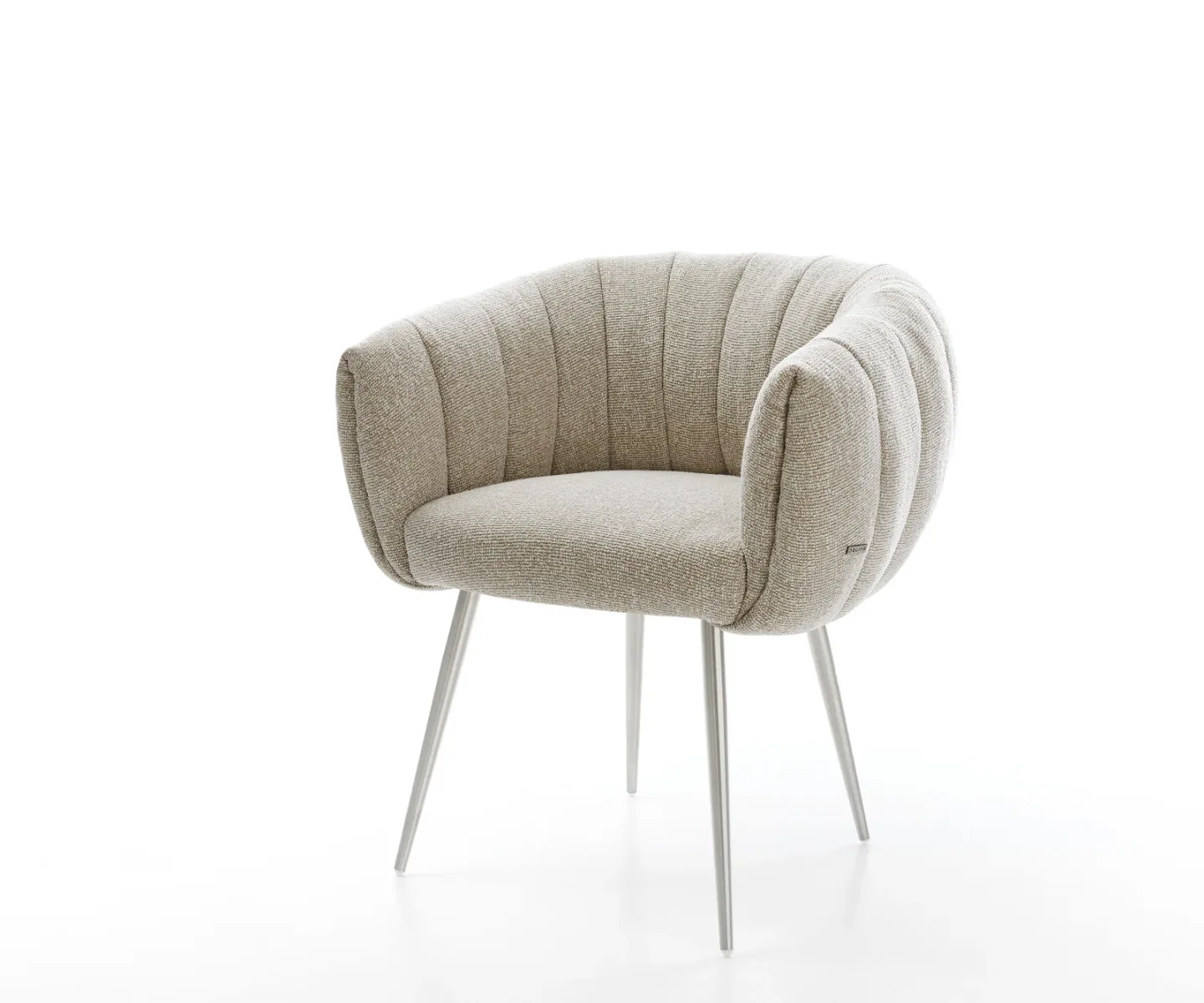 Esszimmerstuhl Jada-Flex Webstoff Soft Beige 4-Fuß konisch Edelstahl Taschenfederkern