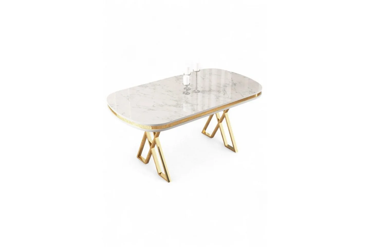 Omin Matbord 168 cm Rektangulär - Vit Marmor/Guld