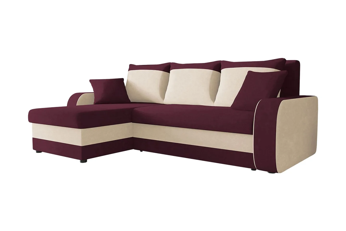 Alvared 3-sits Hörnbäddsoffa Universal - Vit/Röd