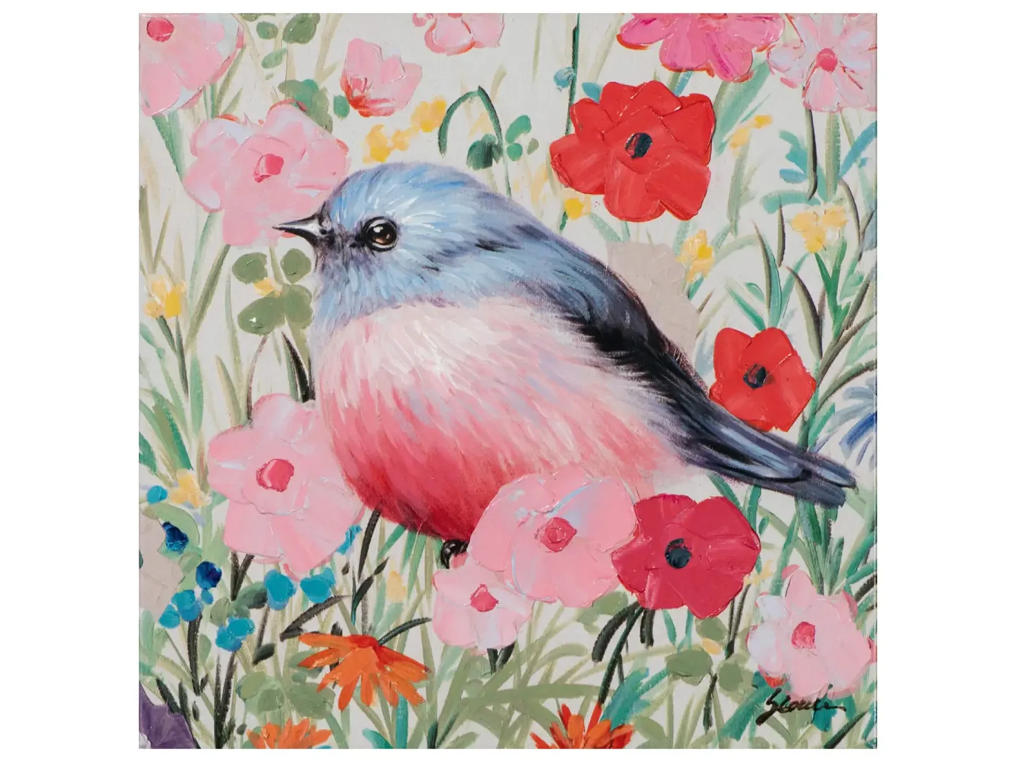 image LAND Bild Vogel im Blumenmeer 1 | Schubiger Möbel