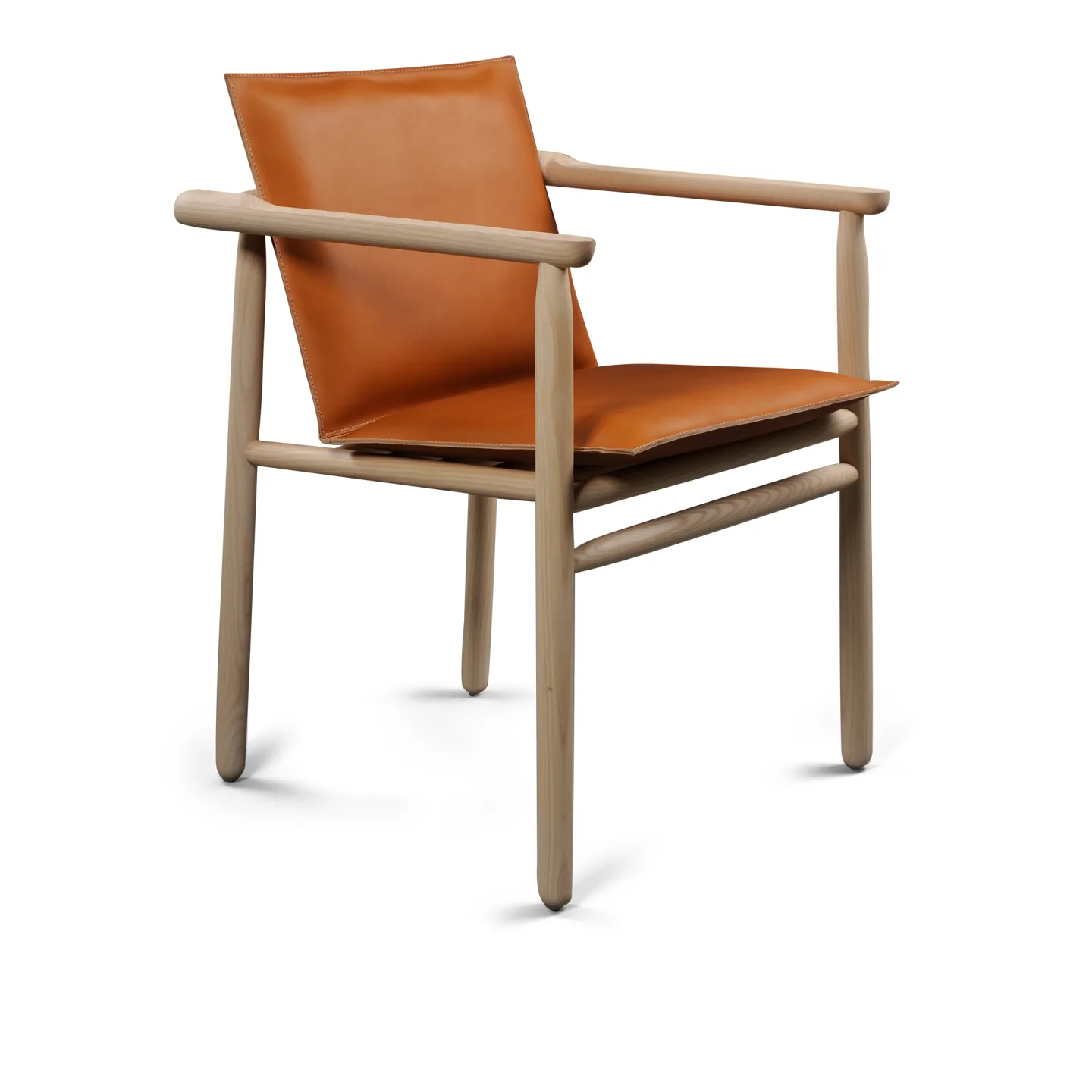 Zanat - Igman Armchair, Vitoljad ek, Saddle leather - Matstolar - Harri Koskinen - Träfärgad - Trä