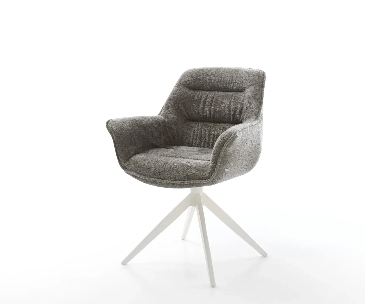 Drehstuhl Kaira-Flex Bouclé Soft Schlamm Kreuzgestell breit Weiß 360° drehbar Wippfunktion
