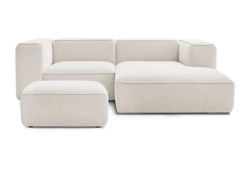 Ecksofa mit Hocker BOBOCHIC ZEPHYR Stoff mit Textur weiss