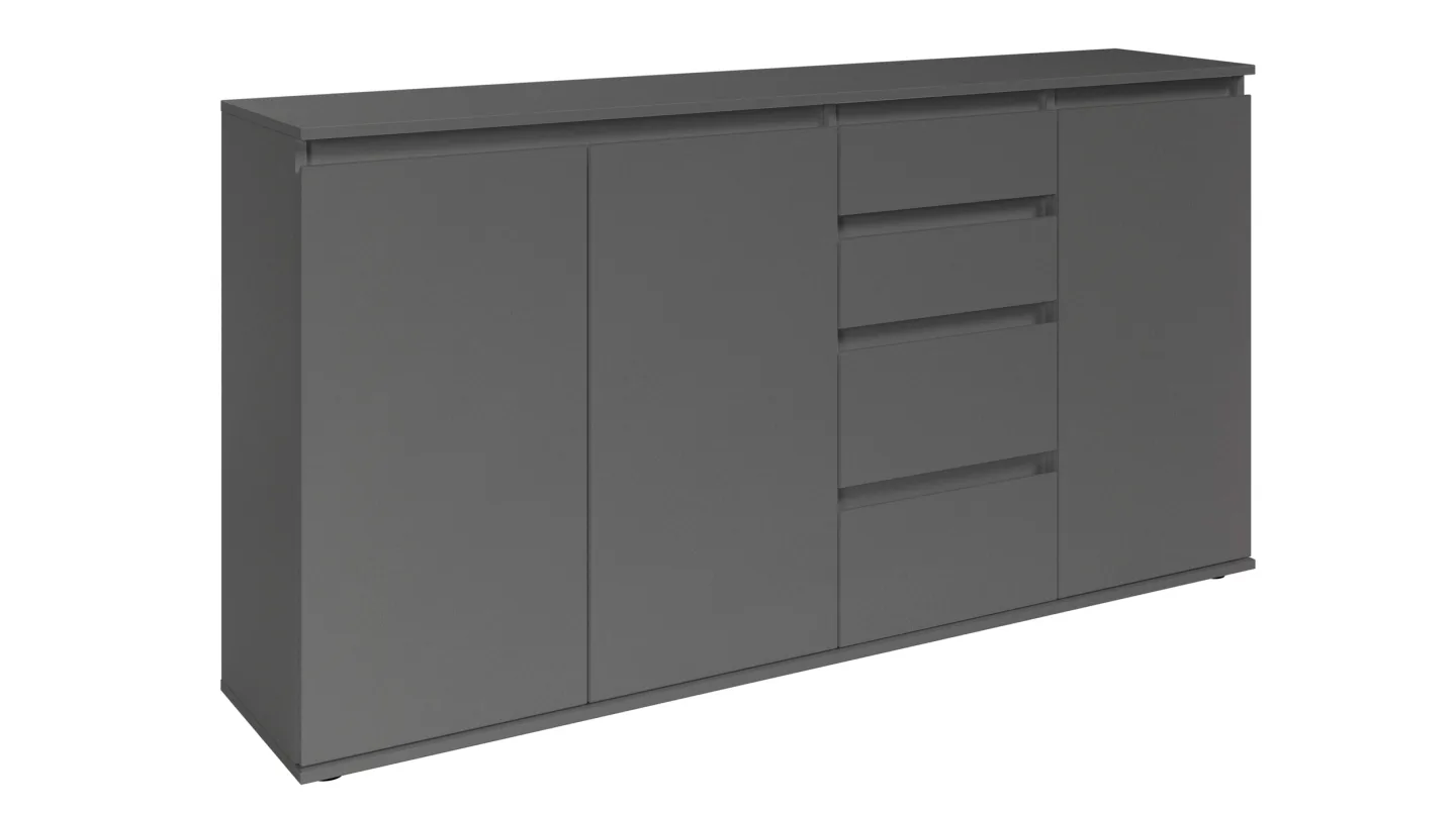Sideboard mit 4 Schubladen anthrazit 160 cm - 3-türig - BRESTA