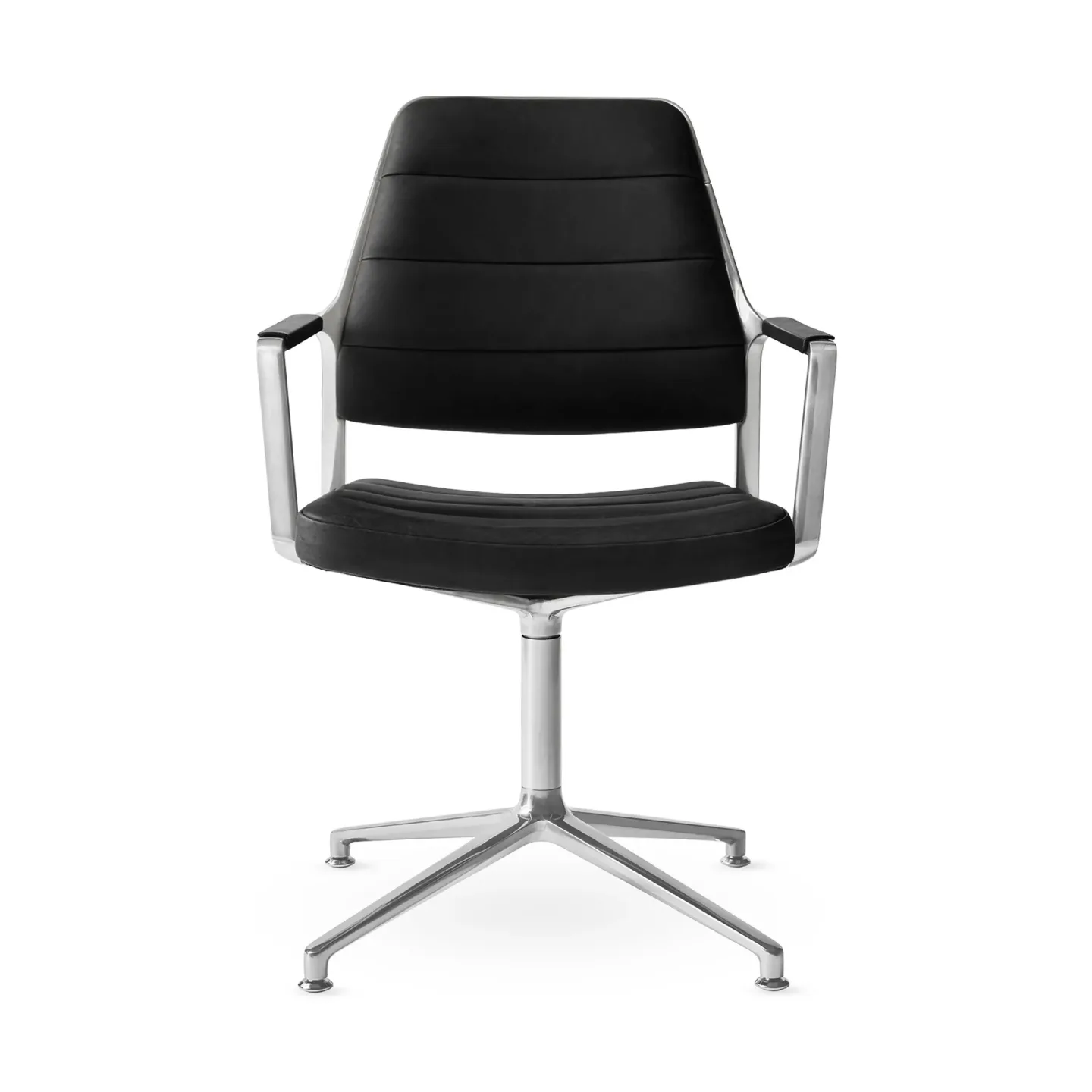Vipp Vipp455 Swivel chair kontorsstol Black leather-polished aluminium
