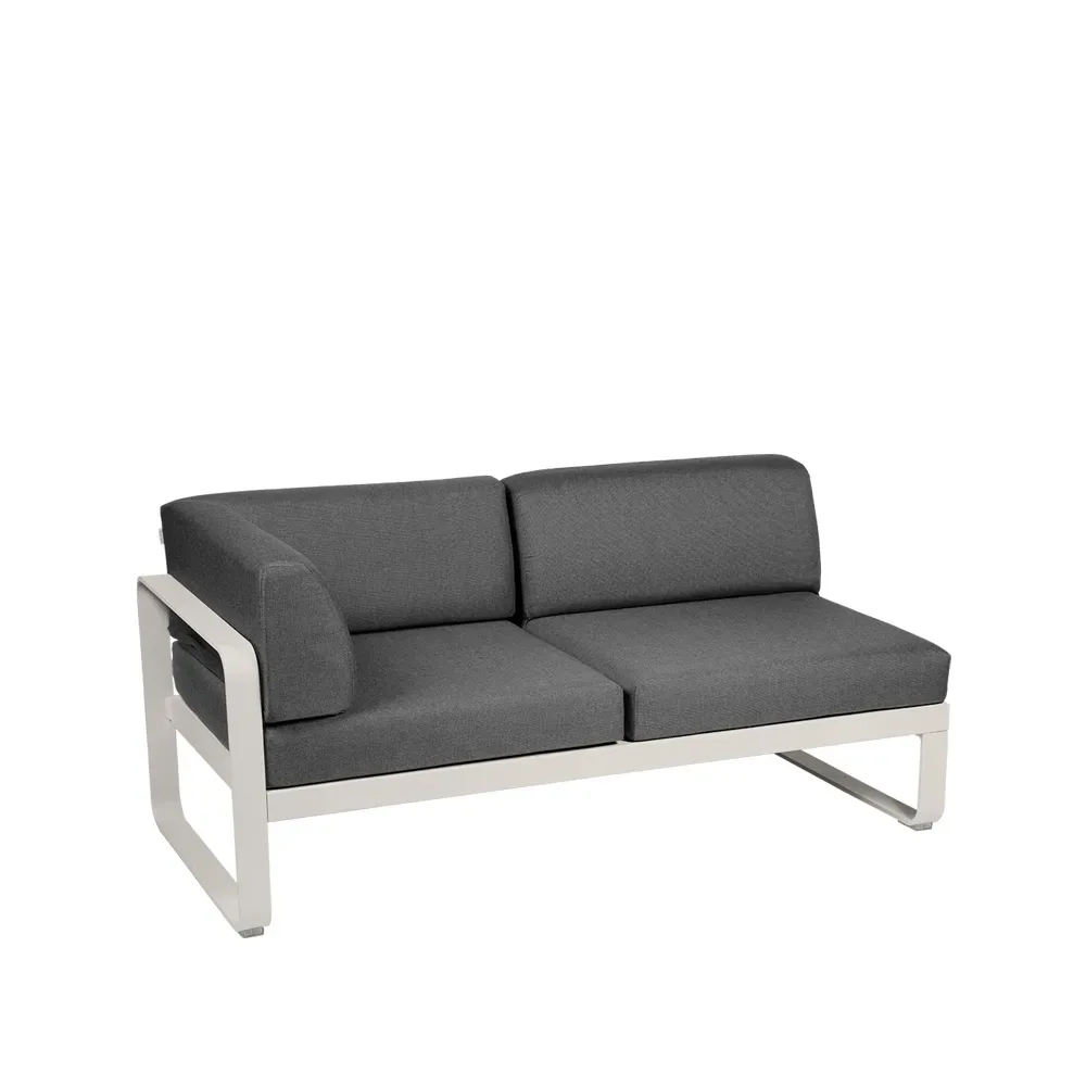 Fermob Bellevie Corner modulsoffa 2-sits Clay grey (grå), graphite grey dyna, vänster