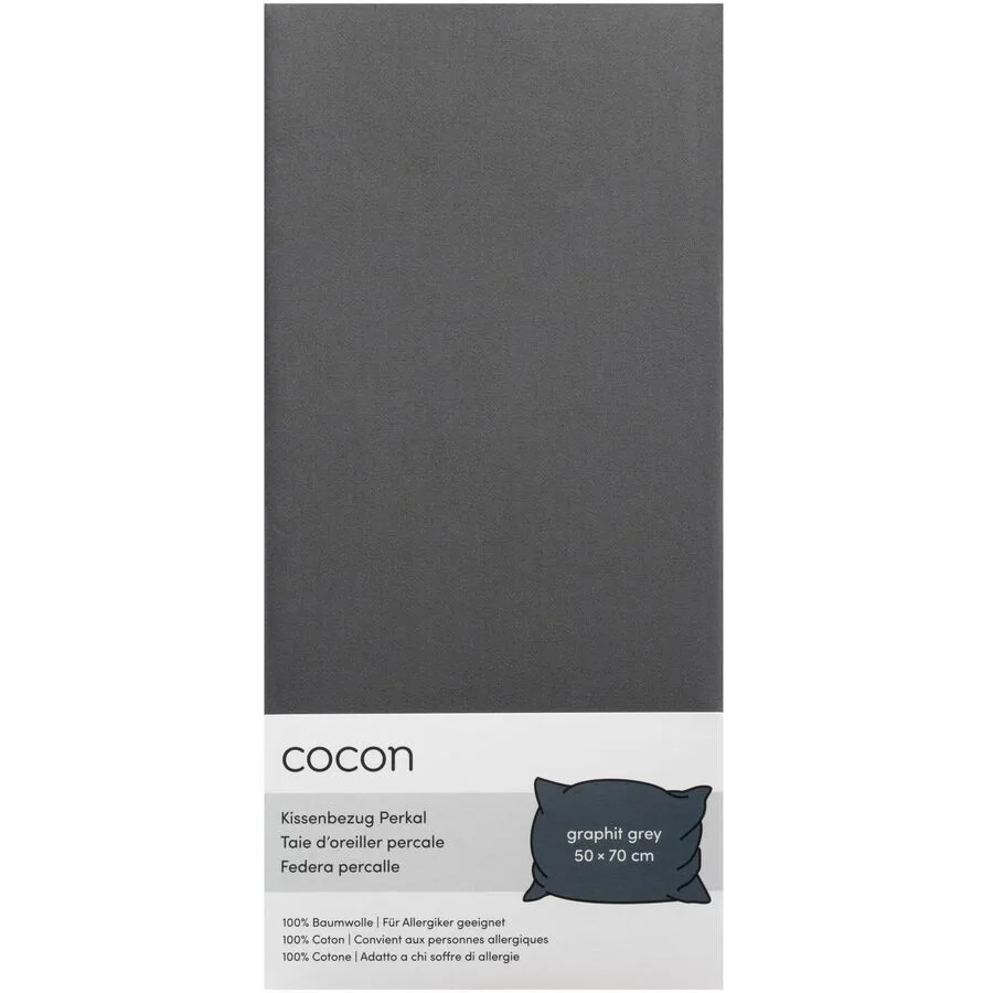 Kissenbezug COCON Graphit Baumwolle B 50 T 70 cm - Material: Perkal