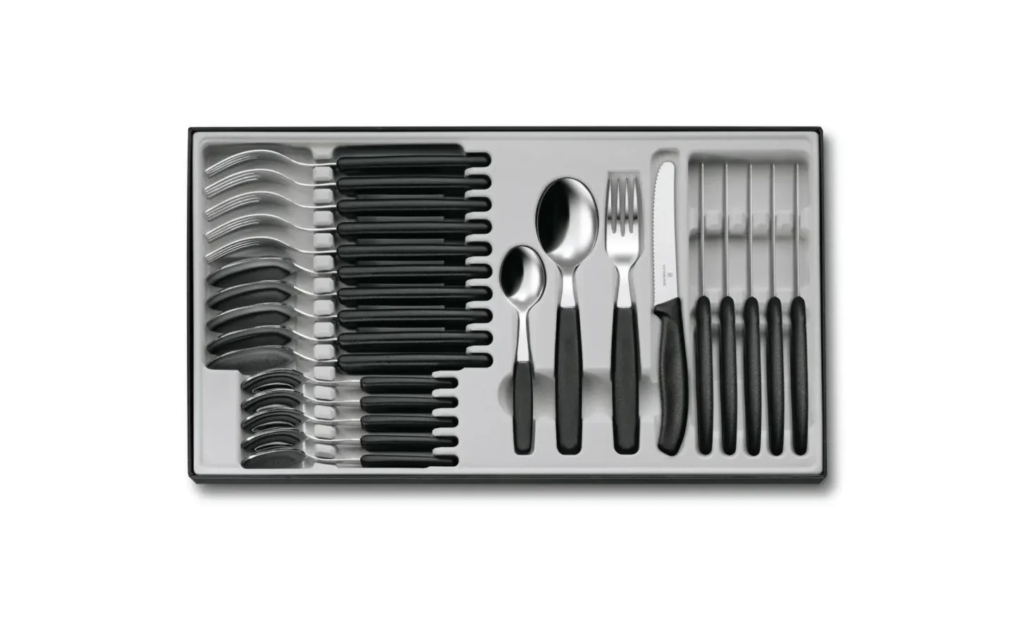 Alltron Besteck-Set Swiss Classic, 24-teilig, Schwarz/Silber Von Victo Schwarz | Schubiger Möbel