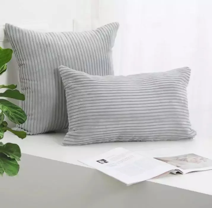 Putetrekk - Striped Velvet 50 x 50 cm (grå) (Size: 50 x 50 cm)