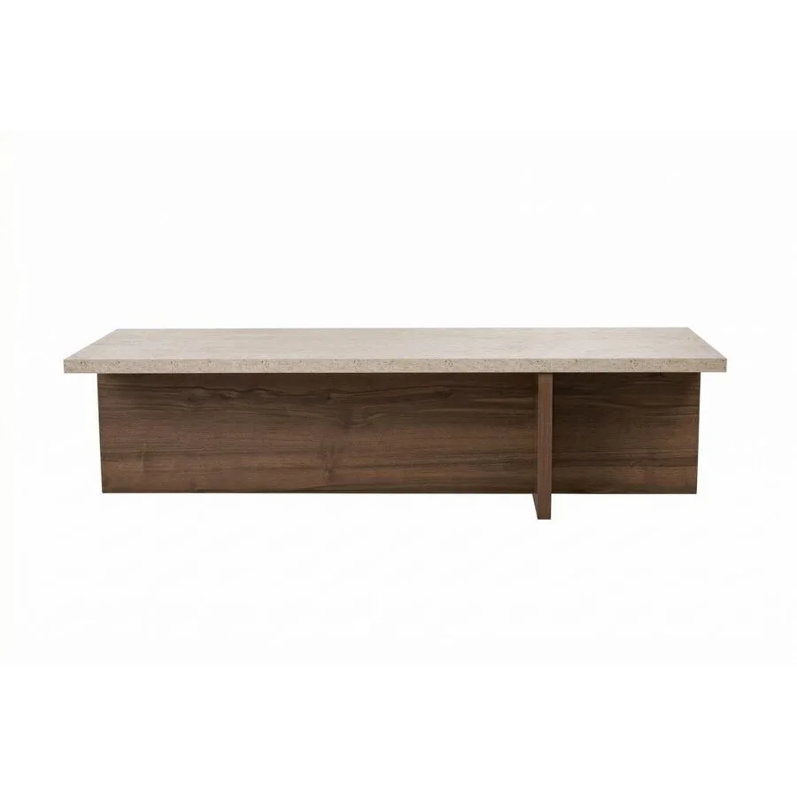 Salontisch Georis Travertin, Milano-Nussbaum 100% Melaminbeschichtete Kiefer B 120 T 45 cm